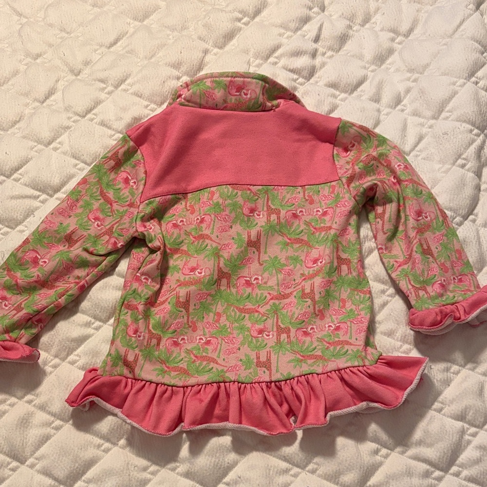 2t Pink and Green Ruffled lilly Pulitzer inspired Pullover - Picture 3 of 3